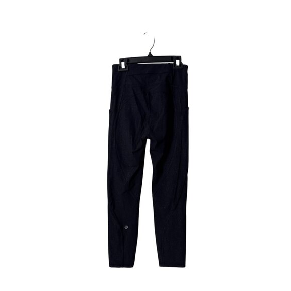 Lululemon Womens High-Rise Dark Black Patterned Leggings Size 4 With Pockets - Picture 2 of 6
